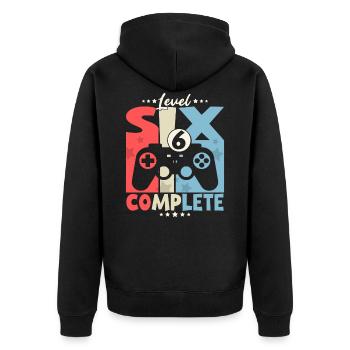 6 anniversaire 6 ans fête d’anniversaire des enfants - Veste à capuche bio Premium Unisexe - noir - Dos - Nico (187cm)