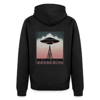 Fahrrad - Unisex Premium Bio Zip Hoodie - Schwarz - Hinten - Nico (187cm)