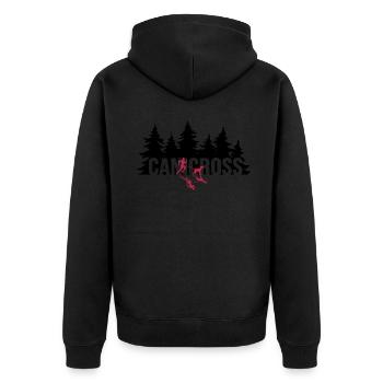 Canicross dogrun "laufen mit Hund" - Unisex Premium Bio Zip Hoodie - Schwarz - Hinten - Nico (187cm)
