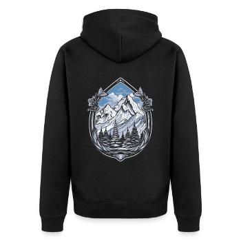 Berge Alpen - Unisex Premium Bio Zip Hoodie - Schwarz - Hinten - Nico (187cm)
