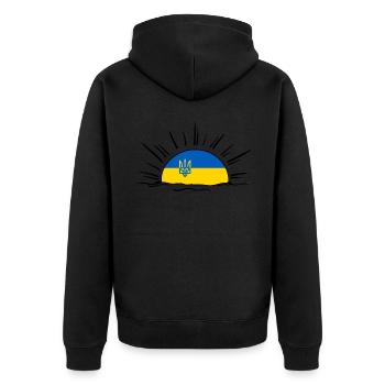 UKRAINE support ukraini Zelensky ukrainian - Unisex Premium Organic Zip Hoodie - black - Back - Nico (187cm)