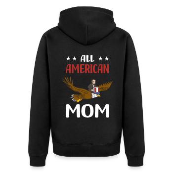 USA Flagge | Patriot Patriotismus Amerika Geschenk - Unisex Premium Bio Zip Hoodie - Schwarz - Hinten - Nico (187cm)