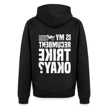 Velomobil | Recumbent Trike Triker Sport Geschenk - Unisex Premium Bio Zip Hoodie - Schwarz - Hinten - Nico (187cm)