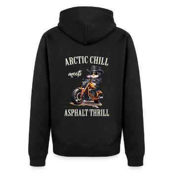 Motorrad, Bike, Biker - Unisex Premium Bio Zip Hoodie - Schwarz - Hinten - Nico (187cm)