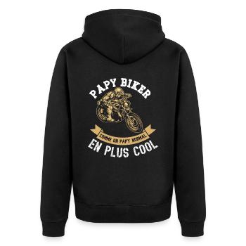 papy biker - Veste à capuche bio Premium Unisexe - noir - Dos - Nico (187cm)
