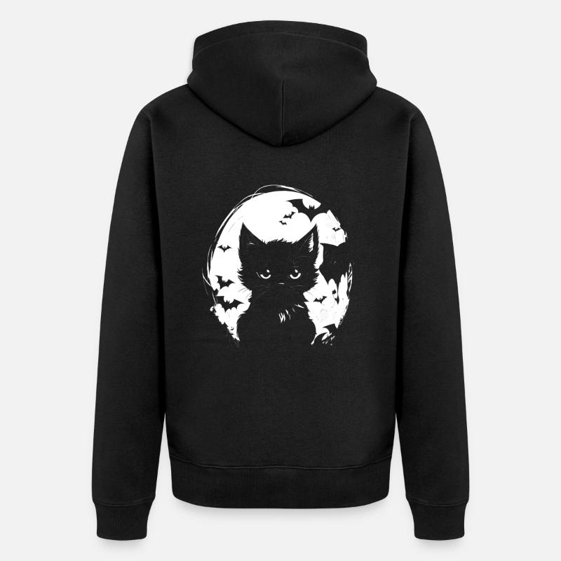 Petit chat effrayant - Veste à capuche bio Premium Unisexe - noir