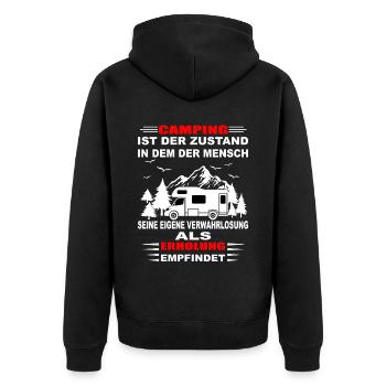 Campingurlaub Campingplatz - Unisex Premium Bio Zip Hoodie - Schwarz - Hinten - Nico (187cm)