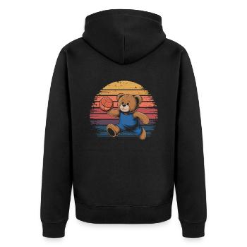 Teddy Bear Playing Basketball Vintage - Unisex Premium Organic Zip Hoodie - black - Back - Nico (187cm)