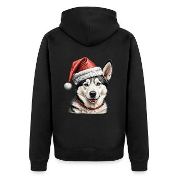 Christmas husky dog - Unisex Premium Organic Zip Hoodie - black - Back - Nico (187cm)