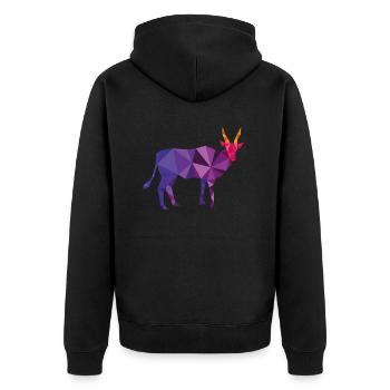 bull - Unisex Premium Organic Zip Hoodie - black - Back - Nico (187cm)