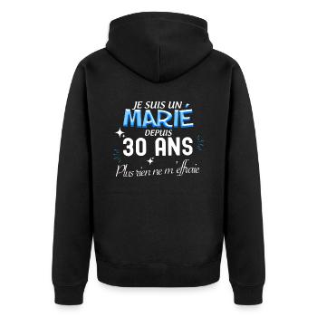 Marié Cadeau Homme Mariage Depuis 30 ans - Veste à capuche bio Premium Unisexe - noir - Dos - Nico (187cm)