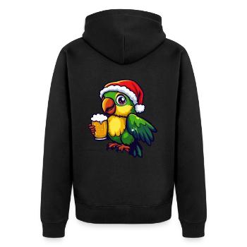 Parrot Christmas Beer Funny - Unisex Premium Organic Zip Hoodie - black - Back - Nico (187cm)