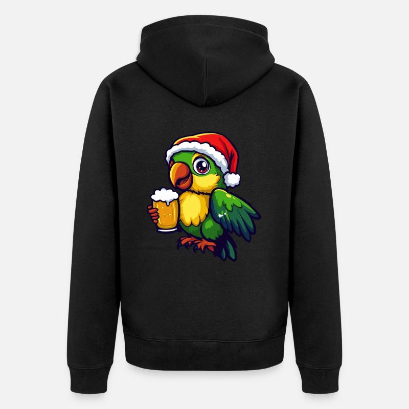 Perroquet Bière de Noël Drôle - Veste à capuche bio Premium Unisexe - noir