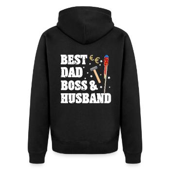 Best dad, and husband - Unisex Premium Organic Zip Hoodie - black - Back - Nico (187cm)