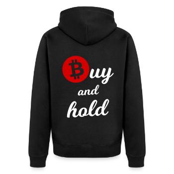 The Bitcoin Investor - Unisex Premium Organic Zip Hoodie - black - Back - Nico (187cm)
