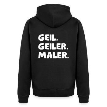 Geil. Geiler. Maler - Unisex Premium Bio Zip Hoodie - Schwarz - Hinten - Nico (187cm)