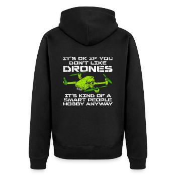 Drohnenpilot Smart Hobby Spruch - Unisex Premium Bio Zip Hoodie - Schwarz - Hinten - Nico (187cm)