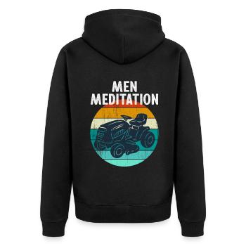 HOMMES MÉDITATION drôle tracteur de pelouse de tonte de pelouse - Veste à capuche bio Premium Unisexe - noir - Dos - Nico (187cm)