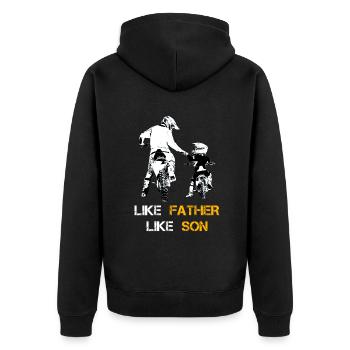Motocross Vater und Sohn Fahrrad Motorrad Sohn Bik - Unisex Premium Bio Zip Hoodie - Schwarz - Hinten - Nico (187cm)