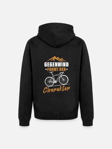 Gegenwind formt den Charakter - Unisex Premium Bio Zip Hoodie - Schwarz