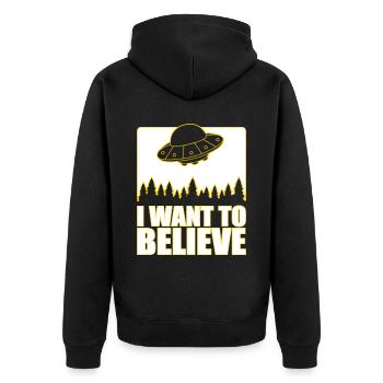 Je veux croire les extraterrestres OVNI | Les couleurs peuvent être modifiées - Veste à capuche bio Premium Unisexe - noir - Dos - Nico (187cm)
