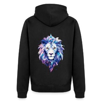 Lion, Tête de lion, Galaxie cosmique, Univers, Art - Veste à capuche bio Premium Unisexe - noir - Dos - Nico (187cm)