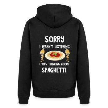 Italian Spaghetti Bolognese Pasta Nudeln Italienis - Unisex Premium Bio Zip Hoodie - Schwarz - Hinten - Nico (187cm)
