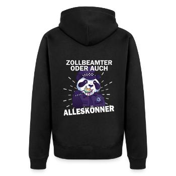 Zollbeamter Zoll Grenze Kontrolle - Unisex Premium Bio Zip Hoodie - Schwarz - Hinten - Nico (187cm)