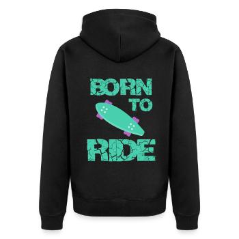 born to ride born to ride skateboard skateboard - Unisex Premium Organic Zip Hoodie - black - Back - Nico (187cm)