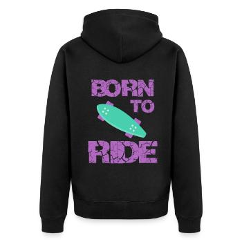 born to ride born to ride skateboard skateboard - Unisex Premium Organic Zip Hoodie - black - Back - Nico (187cm)