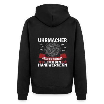 Uhrmacher Uhren Handwerker Werkstatt Geschenk - Unisex Premium Bio Zip Hoodie - Schwarz - Hinten - Nico (187cm)