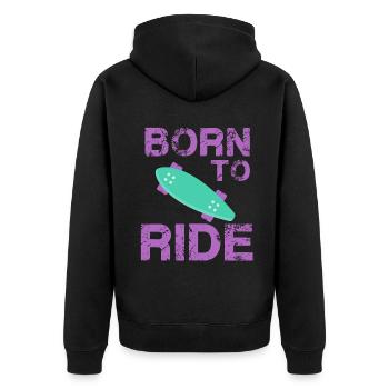born to ride skateboard skate rider - Unisex Premium Organic Zip Hoodie - black - Back - Nico (187cm)