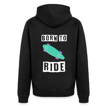 né pour rouler born to ride skateboard skate - Veste à capuche bio Premium Unisexe - noir - Dos - Nico (187cm)