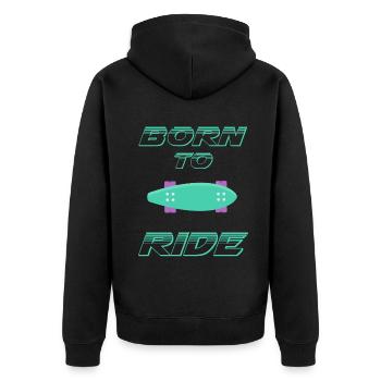 né pour rouler born to ride skateboard skate - Veste à capuche bio Premium Unisexe - noir - Dos - Nico (187cm)