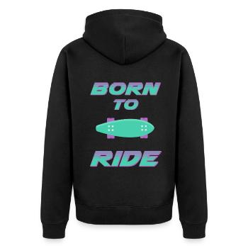né pour rouler born to ride skateboard skate - Veste à capuche bio Premium Unisexe - noir - Dos - Nico (187cm)