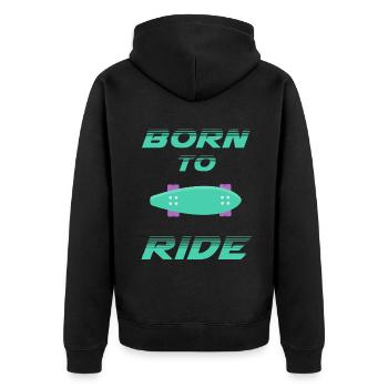 né pour rouler born to ride skateboard skate - Veste à capuche bio Premium Unisexe - noir - Dos - Nico (187cm)