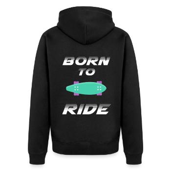 né pour rouler born to ride skateboard skate - Veste à capuche bio Premium Unisexe - noir - Dos - Nico (187cm)