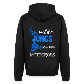 Motocross Bike Offroad Motorcycle Biker - Unisex Premium Bio Zip Hoodie - Schwarz - Hinten - Nico (187cm)