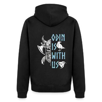 Wikinger nordische Mythologie - Odin ist mit uns - Unisex Premium Bio Zip Hoodie - Schwarz - Hinten - Nico (187cm)