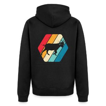 Ziege Bock Widder Tier Natur Retro - Unisex Premium Bio Zip Hoodie - Schwarz - Hinten - Nico (187cm)