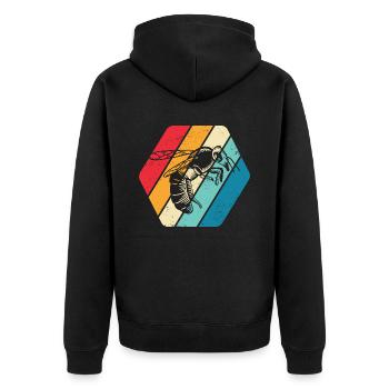 Hornisse Wespe Insekt Natur Retro - Unisex Premium Bio Zip Hoodie - Schwarz - Hinten - Nico (187cm)