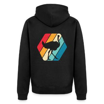 Strauß Vogelstrauß Vogel Afrika Retro - Unisex Premium Bio Zip Hoodie - Schwarz - Hinten - Nico (187cm)