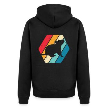 Maus Ratte Nager Nagetier Tier Natur Retro - Unisex Premium Bio Zip Hoodie - Schwarz - Hinten - Nico (187cm)