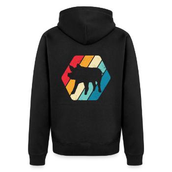 Pig Piglet Pig Farm Farm Farmer Animal Nature - Unisex Premium Organic Zip Hoodie - black - Back - Nico (187cm)