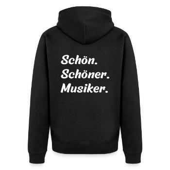Schön. Schöner. Musiker - Unisex Premium Bio Zip Hoodie - Schwarz - Hinten - Nico (187cm)