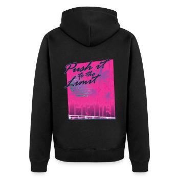 80er Retro Miami Vaporwave Ästhetik - Unisex Premium Bio Zip Hoodie - Schwarz - Hinten - Nico (187cm)