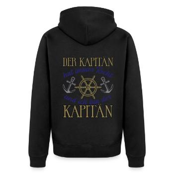 Kapitän Boot Motorboot lustiger Spruch - Unisex Premium Bio Zip Hoodie - Schwarz - Hinten - Nico (187cm)