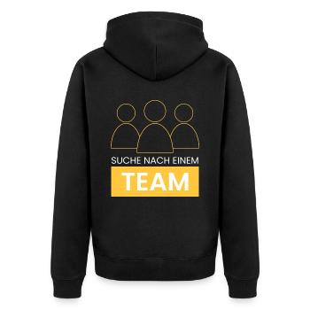 suche nach einem Team - Unisex Premium Bio Zip Hoodie - Schwarz - Hinten - Nico (187cm)