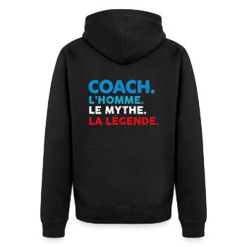 Coach l'homme le mythe la legende - Veste à capuche bio Premium Unisexe - noir - Dos - Nico (187cm)
