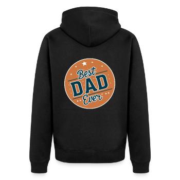 Bester Papa für immer zum Vatertag od. Geburtstag - Unisex Premium Bio Zip Hoodie - Schwarz - Hinten - Nico (187cm)